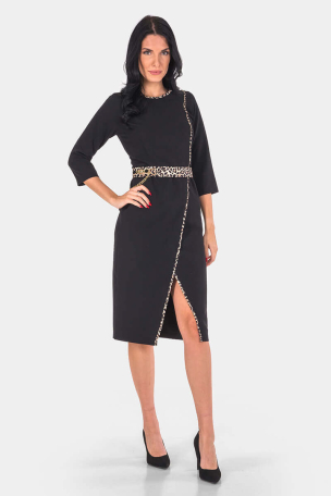 Елегантна черна рокля 1123-09 SADOSA