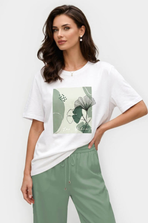 Дамска памучна тениска с принт 257-05 JOGGY
