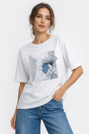 Дамска памучна тениска с принт 257-08 JOGGY