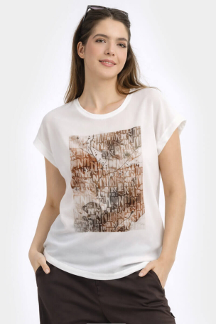 Дамска спортно-елегантна блуза с принт 348-21 JOGGY