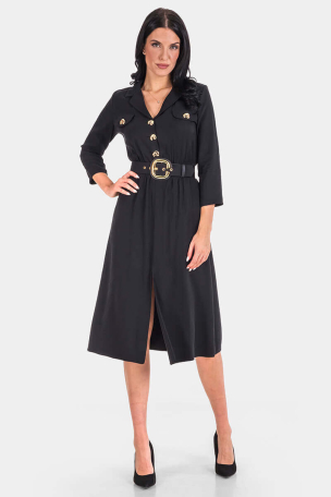 Елегантна рокля с колан 7112-09 DESIGNER