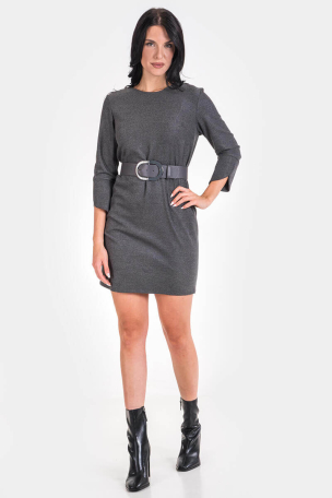 Къса сива рокля с колан 1541-13 ESITO