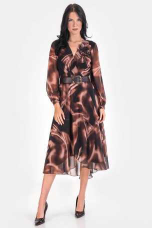 Елегантна рокля с колан 1566-21 ESITO