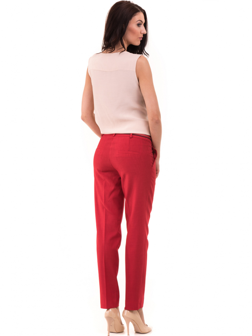 Дамски панталон F.L.M с колан 964 - червен E
