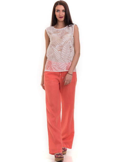 Ленен дамски панталон XINT 330 - цвят корал C