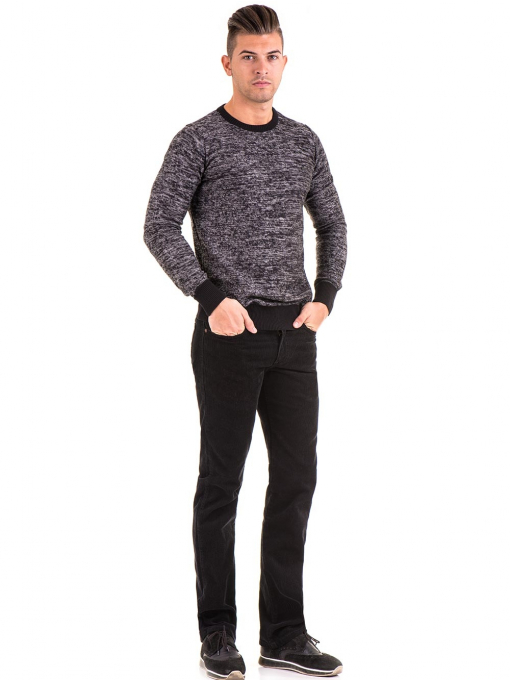 Класически мъжки памучен панталон 8346 - черен