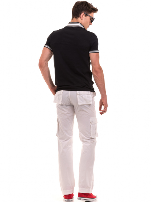 Мъжки спортен панталон JUNKER с колан 35442 - бял E