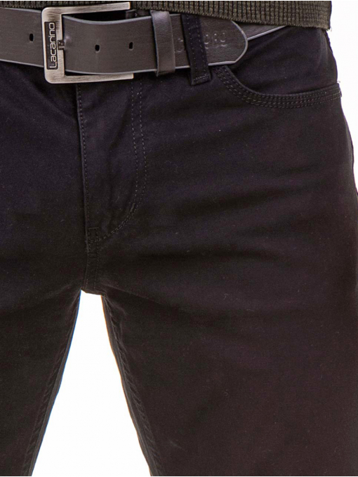 Класически мъжки прав панталон LACARINO с колан 3671 - черен D