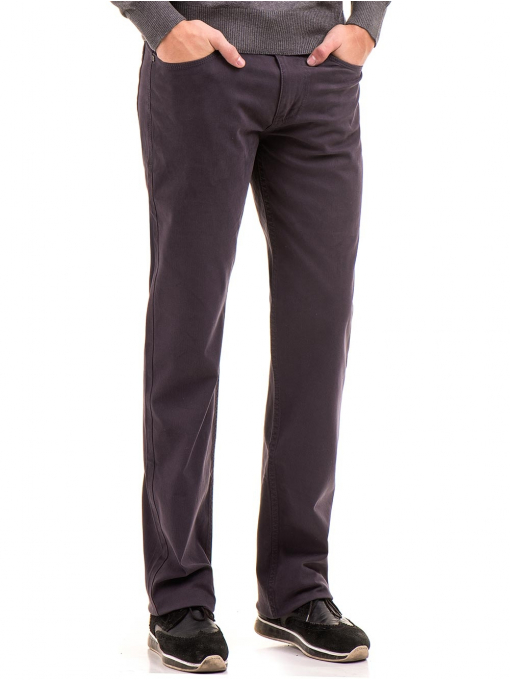 Класически мъжки прав панталон LACARINO с колан 3673 - цвят антрацит