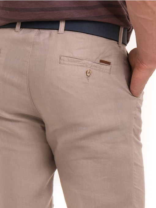 Класически мъжки ленен панталон XINT 484 - светло бежов D