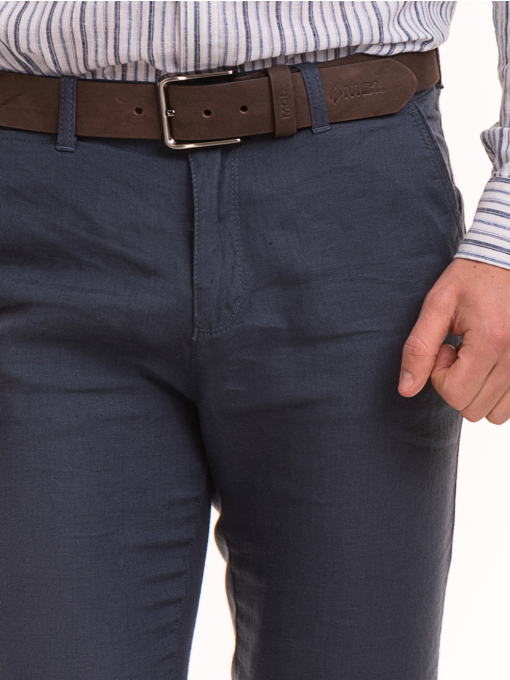 Класически мъжки ленен панталон XINT 484 - син D