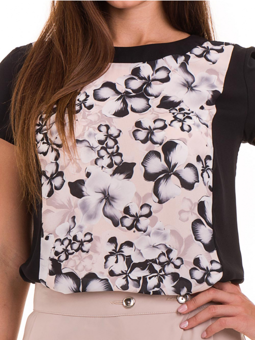 Дамска блуза с флорални мотиви JOY MISS 10431 - цвят праскова D