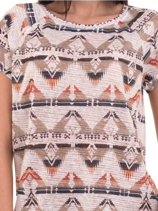 Дамска блуза с геометрични мотиви XINT 993 - светло бежова D