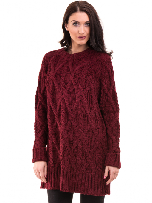 Дамско плетиво AVRILE с едра плетка 2630 -  цвят бордо 