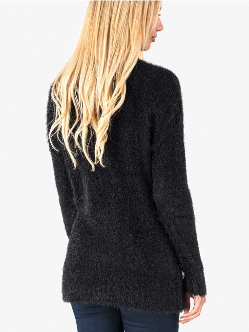 Дамска плетена блуза AVRILE с надпис - черна 90182 INDIGO Fashion