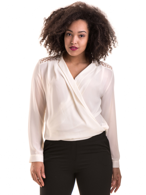 Елегантна дамска блуза 06216 - цвят екрю