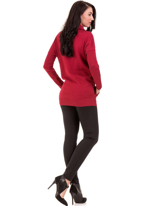 Дамска блуза STAMINA с шал яка - червена | INDIGO Fashion - 3
