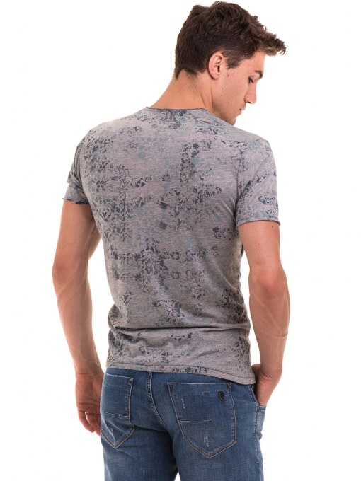 Мъжка тениска с овално деколте XINT 118 - сива B