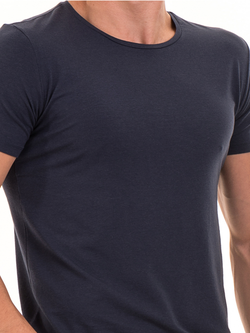Мъжка вталена тениска XINT 856 - тъмно синя D
