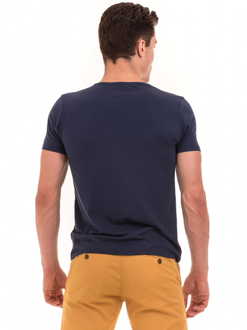 Мъжка тениска с V-образно деколте XINT 857 - тъмно синя B