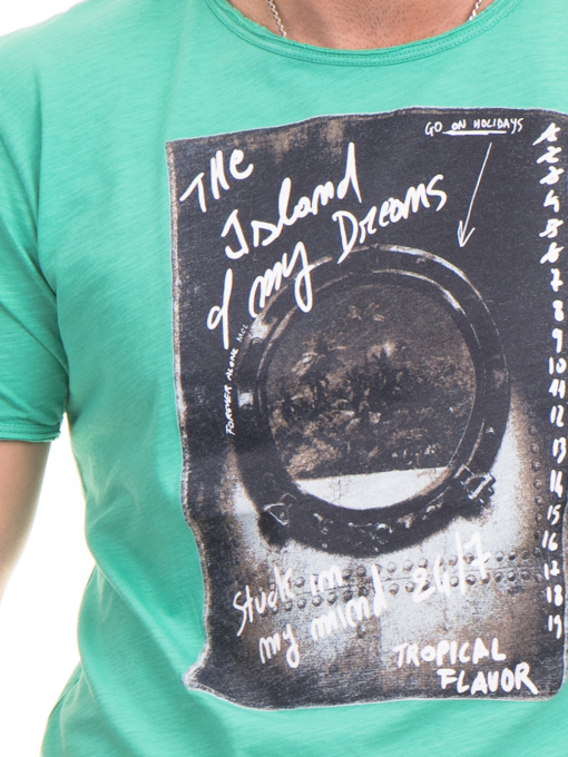 Мъжка памучна тениска с щампа MCL 23837 - зелена D