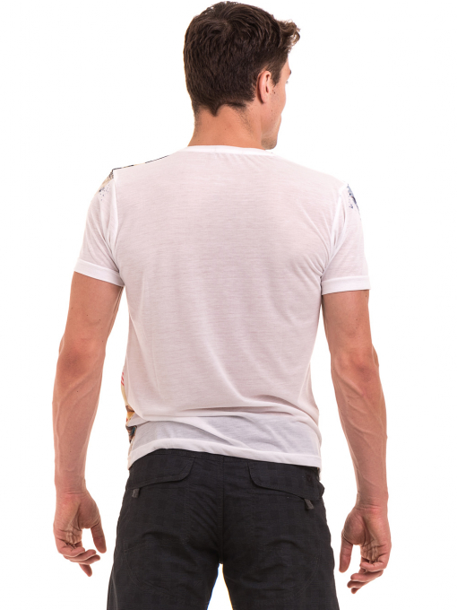 Мъжка блуза с къс ръкав и обло деколте VIGOSS 60080 - цвят екрю B