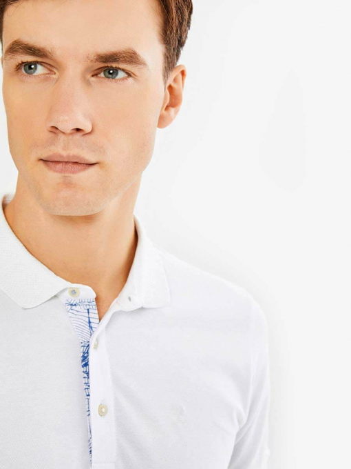 Мъжка памучна блуза с къс ръкав - бяла  | INDIGO Fashion - 3