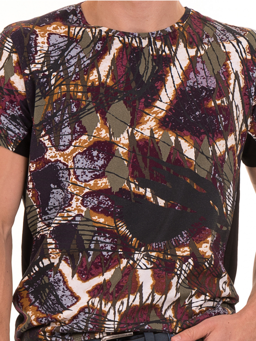 Мъжка блуза с абстрактна шарка XINT 755 - черна D