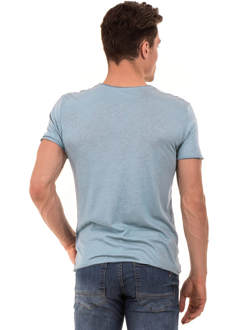 Мъжка светлосиня тениска с щампа 768 INDIGO Fashion