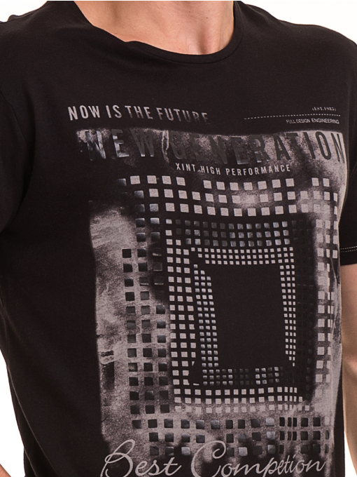 Мъжка тениска свободен модел XINT 775 - черна D