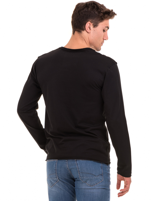 Мъжка спортна блуза с щампа-надпис VIGOSS 627 - черна B