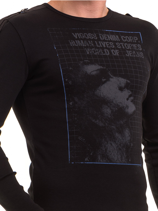 Мъжка спортна блуза с щампа VIGOSS 683 - черна D