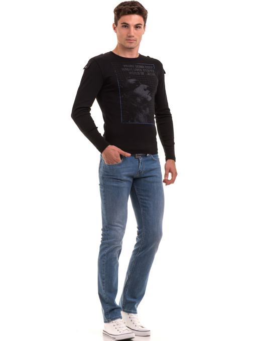 Мъжка спортна блуза с щампа VIGOSS 683 - черна C