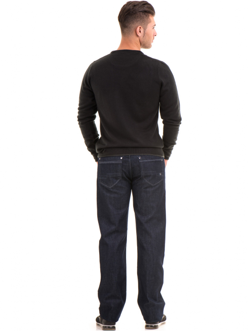 Мъжки пуловер с обло деколте AFM 602 - черен E