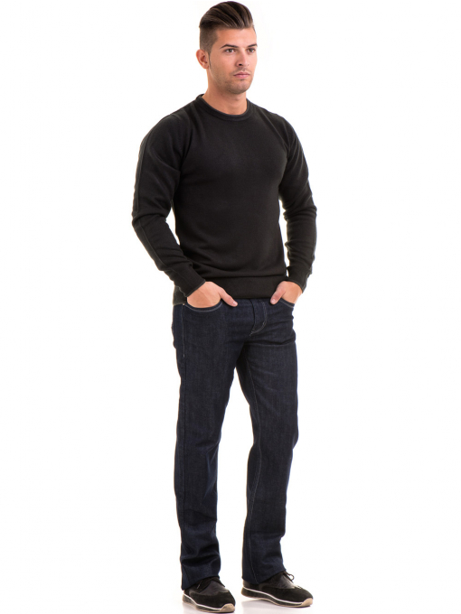Мъжки пуловер с обло деколте AFM 602 - черен C
