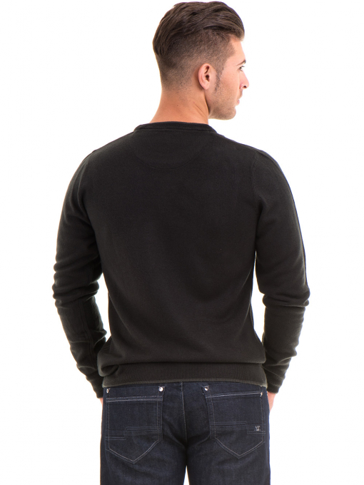 Мъжки пуловер с обло деколте AFM 602 - черен B