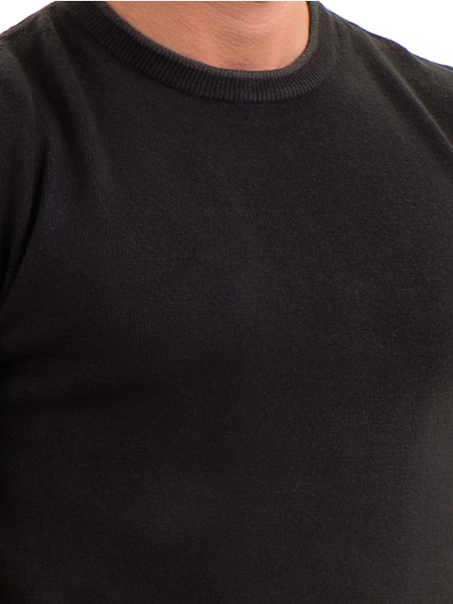 Мъжки пуловер с обло деколте AFM 602 - черен D