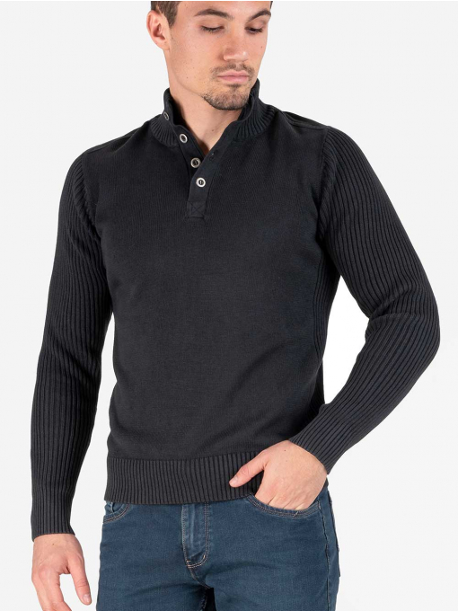 Мъжки пуловер с висока яка - черен 103 INDIGO Fashion