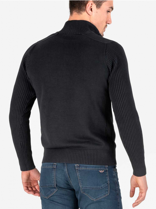 Мъжки пуловер с висока яка - черен 103 INDIGO Fashion