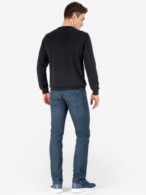 Мъжки пуловер с обло деколте - черен 3737 INDIGO Fashion