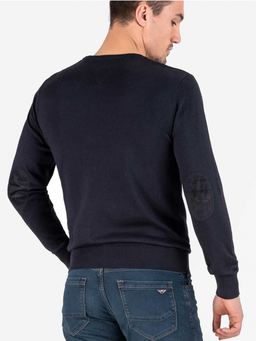 Мъжки пуловер с дълъг ръкав - тъмно син 1620 INDIGO Fashion