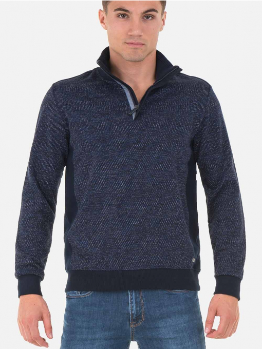 Мъжки пуловер с цип MCL 28858 - тъмно син