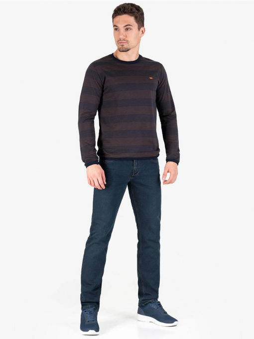 Мъжки кафяв памучен пуловер 024 INDIGO Fashion