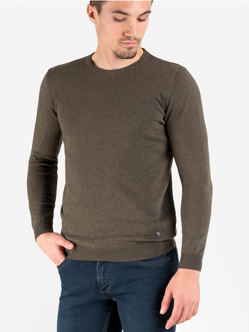 Мъжки пуловер обло бие- цвят каки 204 INDIGO Fashion