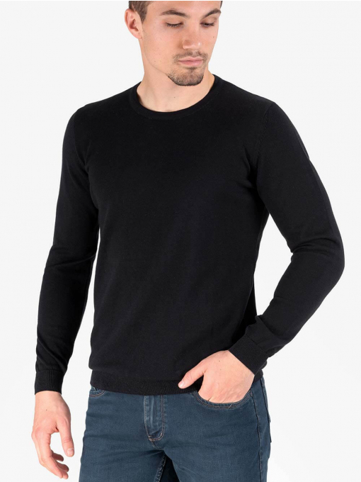 Мъжки пуловер с обло бие - черен 204 INDIGO Fashion