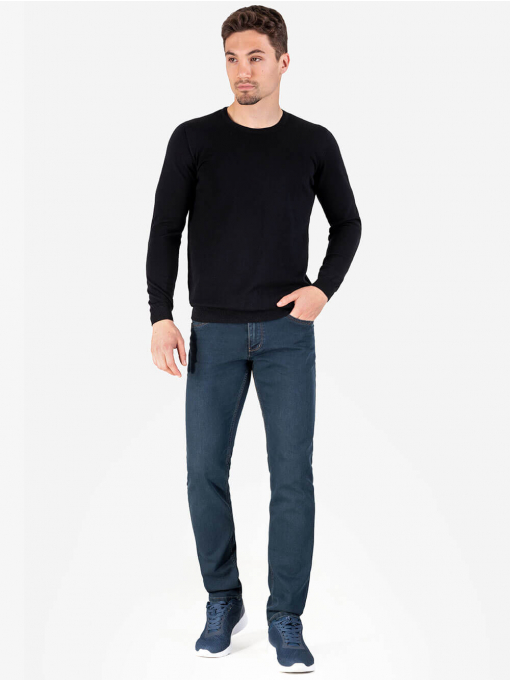 Мъжки пуловер с обло бие - черен 204 INDIGO Fashion
