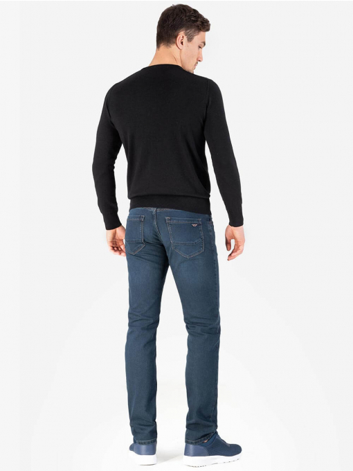 Мъжки черен пуловер с бродирано лого 468 INDIGO Fashion