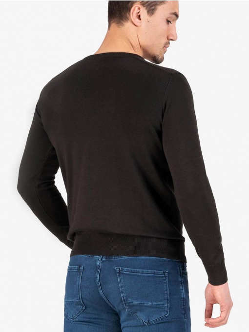 Мъжки кафяв пуловер с бродирано лого 468 INDIGO Fashion