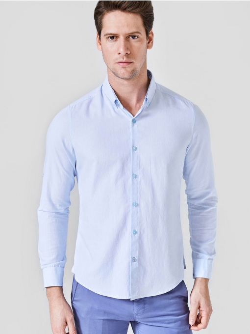 Класическа светлосиня памучна мъжка риза  700644 INDIGO Fashion
