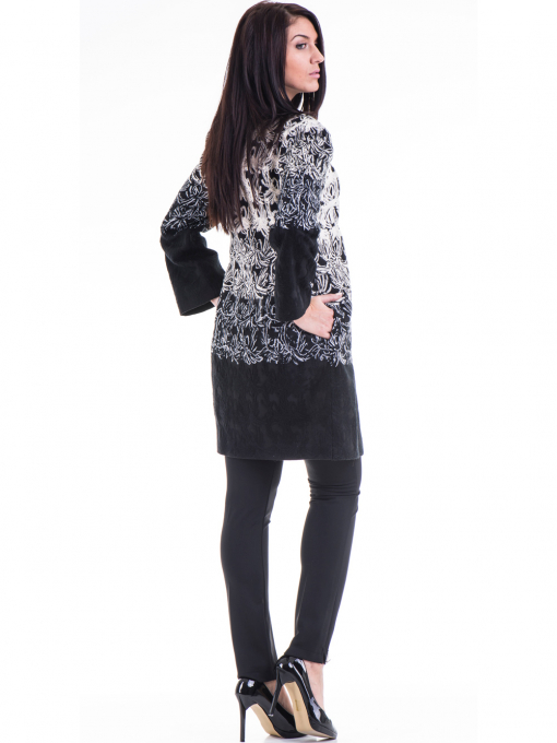 Елегантно дамско палто с шевици JOY MISS 70570 - черно E
